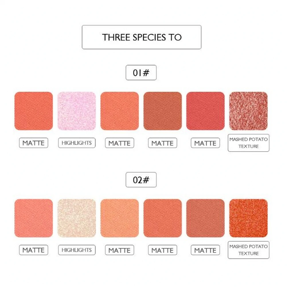 6 цветов румяна палитра для макияжа минеральная пудра красные стойкий