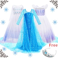 Girls Elsa Anna Dress Snow Queen Princess Costume Kids Little Girl Fancy Disguise Anna Birthday Party Princess Dresses