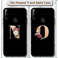 26 english initial letter flower phone case cover for huawei mate 9 10 20 30 pro lite x y5 6 7 9 prime enjoy 7