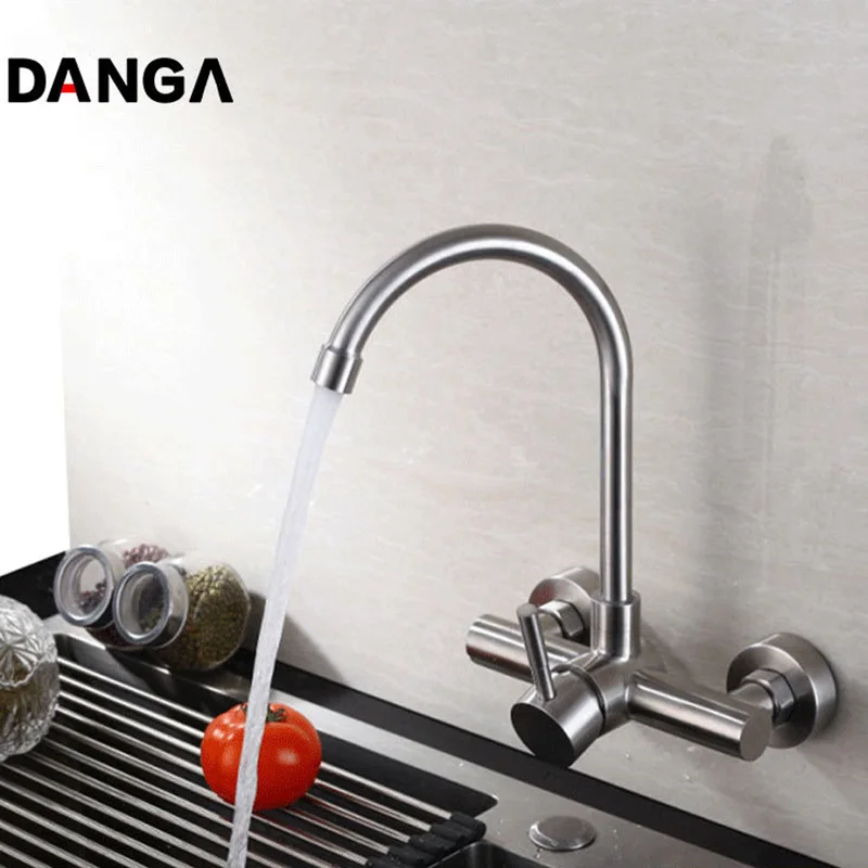 

Кухонный смеситель, 2 отверстия, краны для воды, 360 Вращающийся кухонный кран, Матовый кран для воды, смеситель для ванны, кран для раковины, к...