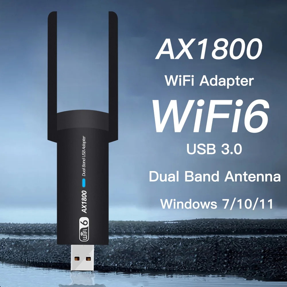 1800Mbps WiFi 6 USB Adapter 5G/2.4GHz USB3.0 Wi-fi Dongle Wireless 802.11ax Network Card High Gain Antenna Windows 7 10 11 | Компьютеры и