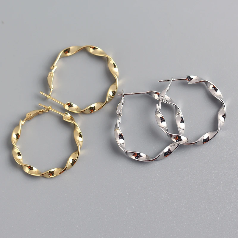 

Серьги-кольца женские спиральные из серебра 925 пробы, минималистичный подарок