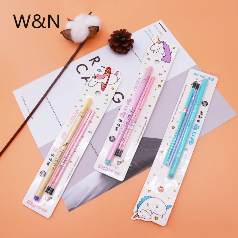 Кавайная стираемая ручка с единорогом стержень 0 5 мм синие/черные чернила