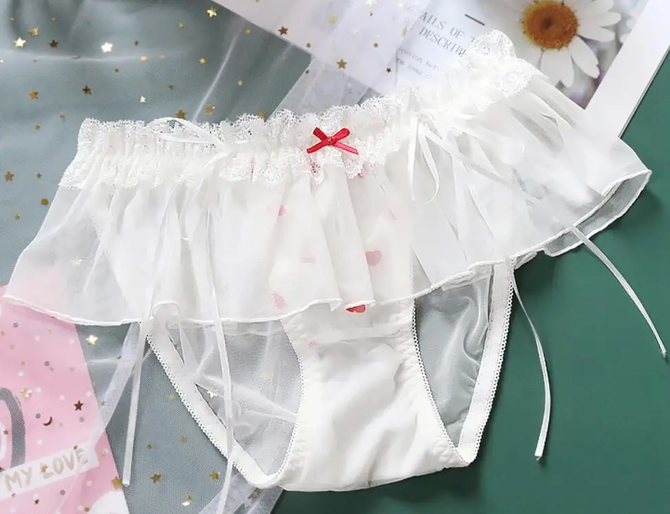 Fairy Underwear Suit Sweet Lolita Women's Cute Love Bowknot Mesh Bra & Panties Set Lingerie Set Sexy Young Girl Push Up Bra set