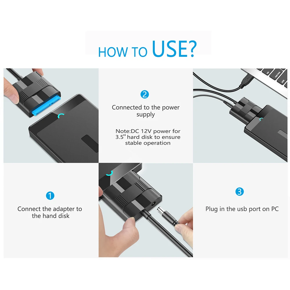 

USB3.0 to SATA Cables 22pin SSD Sata to USB 3.0 Adapters Cord Super Speed Driver Wire for 2.5 inch Hard Disk Driver Computer