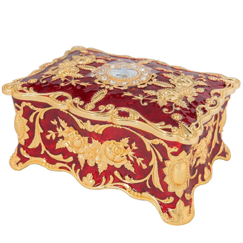 

Big Enamel Diamond-studded Jewelry Box European Gift Storage Case Home Decoration Organizer Ring Earrings Necklace Casket Chest