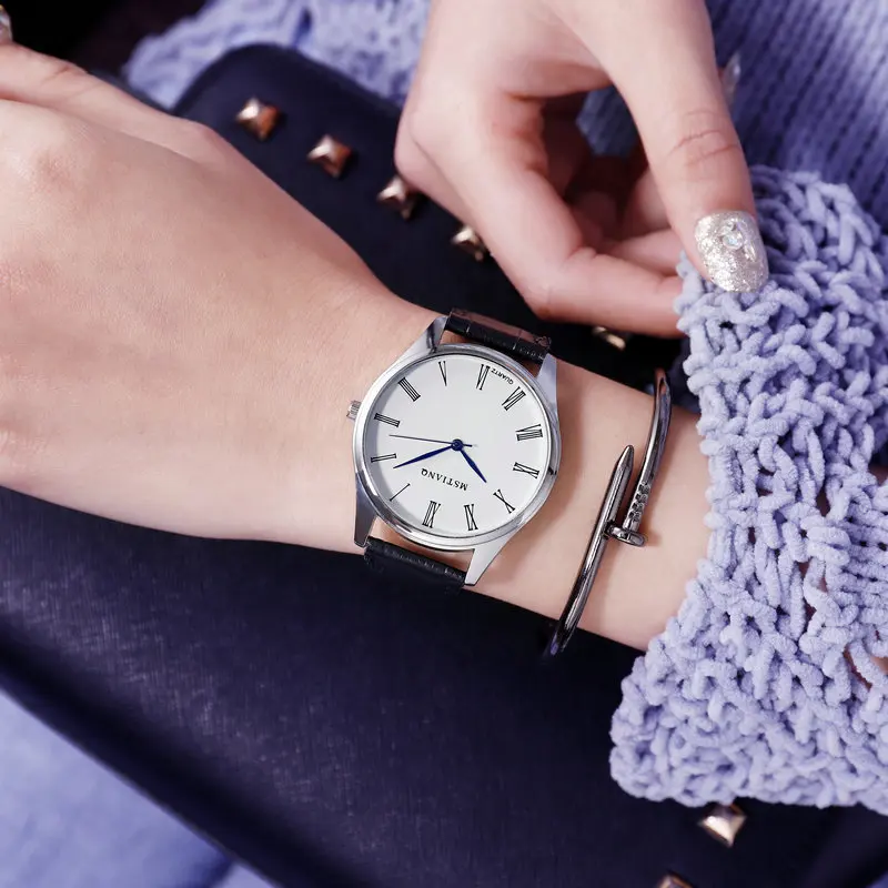 Rich Tree Couple Watch casual fashion men and women 40mm30mm white dial belt watch trend simple noble brand couple | Наручные часы