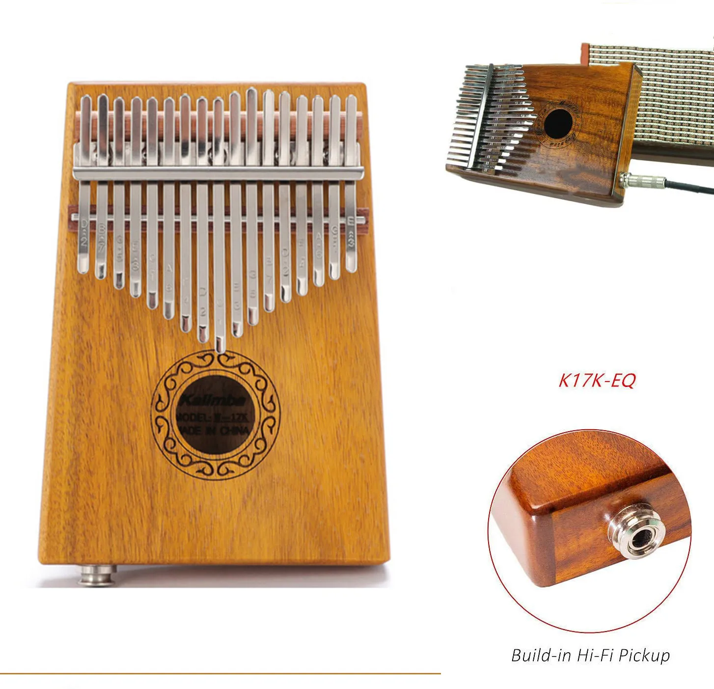 17 клавишный EQ Kalimba Электрический палец большой фортепиано встроенный пикап с 6 35