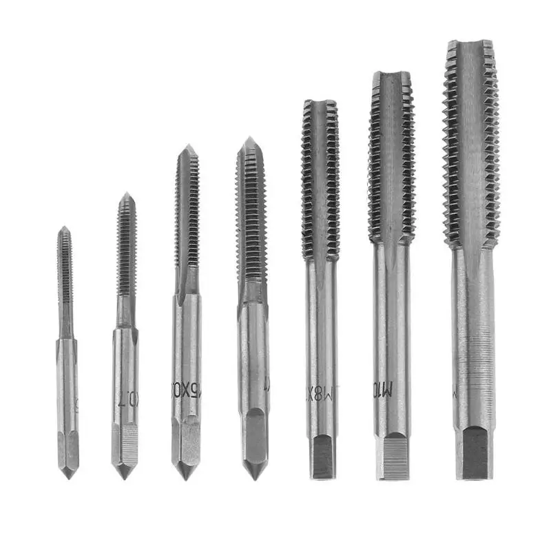 

7pcs HSS Machine Thread Metric Plug Tap Drill Bits Wrench Tool tap and die set Alloy steel ScrewTap M3 M4 M5 M6 M8 M10 M12