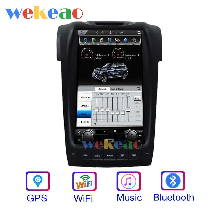 Wekeao вертикальный экран Tesla Style 12 1 'ɺndroid автомобильное радио GPS-навигация