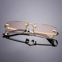 luxury rimless glass sunglasses man natural crystal stone sun glasses woman top quality brand design vintage driver shade