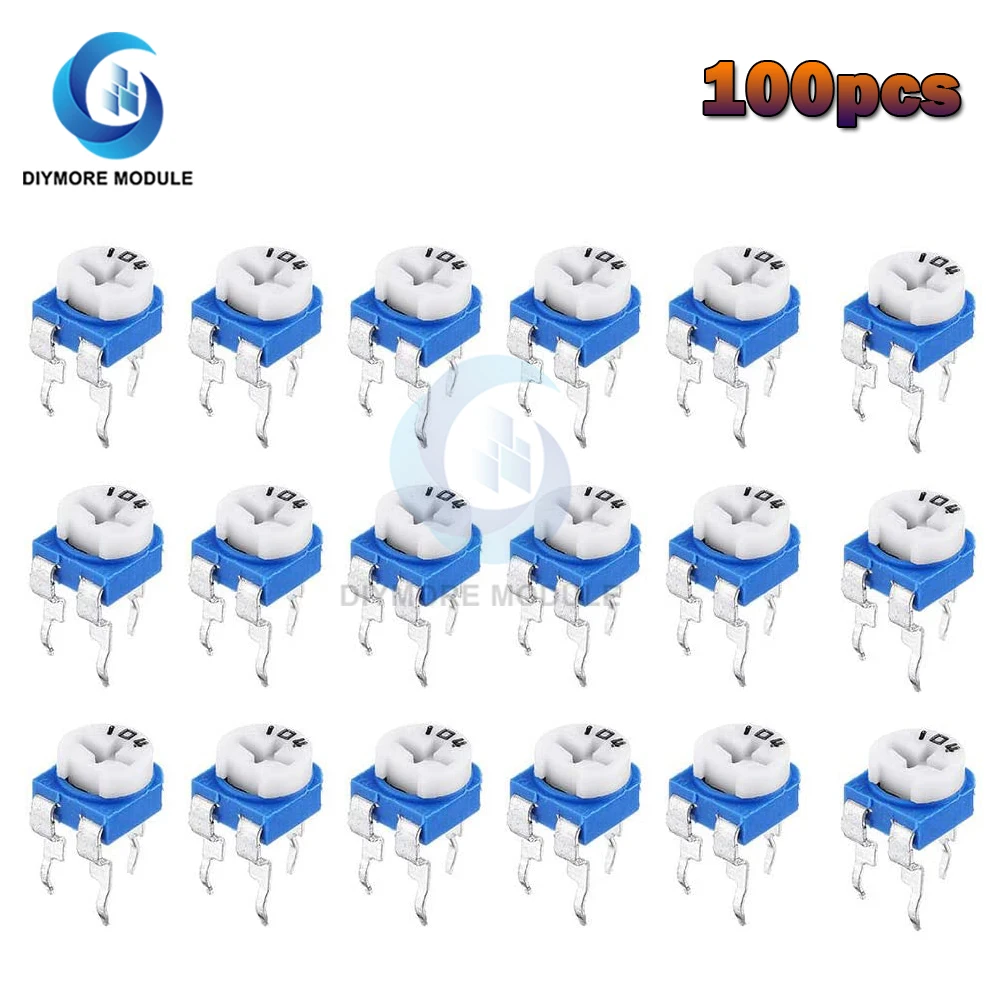 

100PCS 1K 2K 2.2K 3K 5K 10K 20K 50K 100K 500K 1M Ohm RM065 100R 200R 500R RM-065 Variable Resistor Trimpot Trimmer Potentiometer