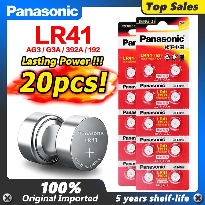20 шт. Литиевые Батарейки LR41 Zn/MnO2 1 5 в батарейки Panasonic 100% оригинальные SR41 AG3 G3A L736 192