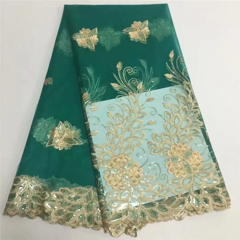 Новое поступление удобная африканская Тюлевая кружевная ткань блестки высокое