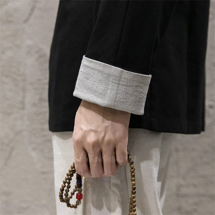 Рубашка ханьфу Мужская в китайском стиле традиционный хлопково льняной костюм