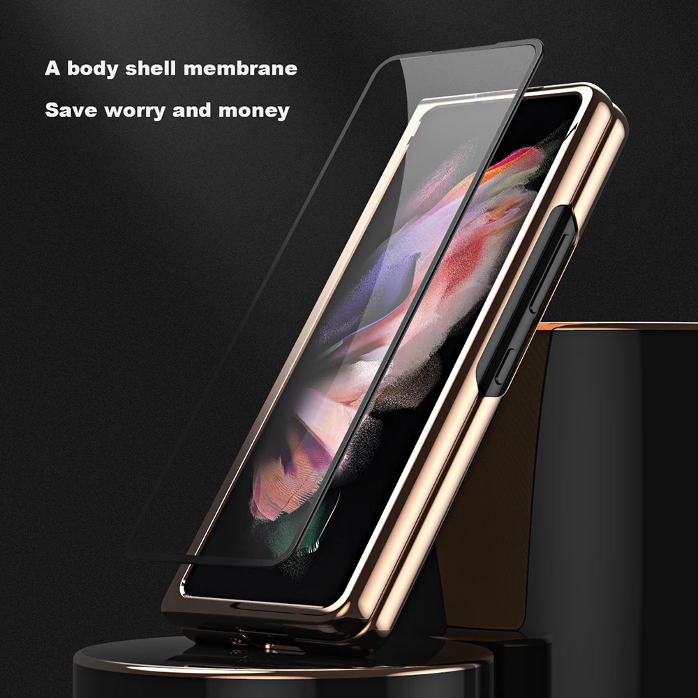 luxury full coverage case for samsung galaxy z fold 3 ultra thin phone protector cover for galaxy z fold 3 5g carbon fiber cases free global shipping