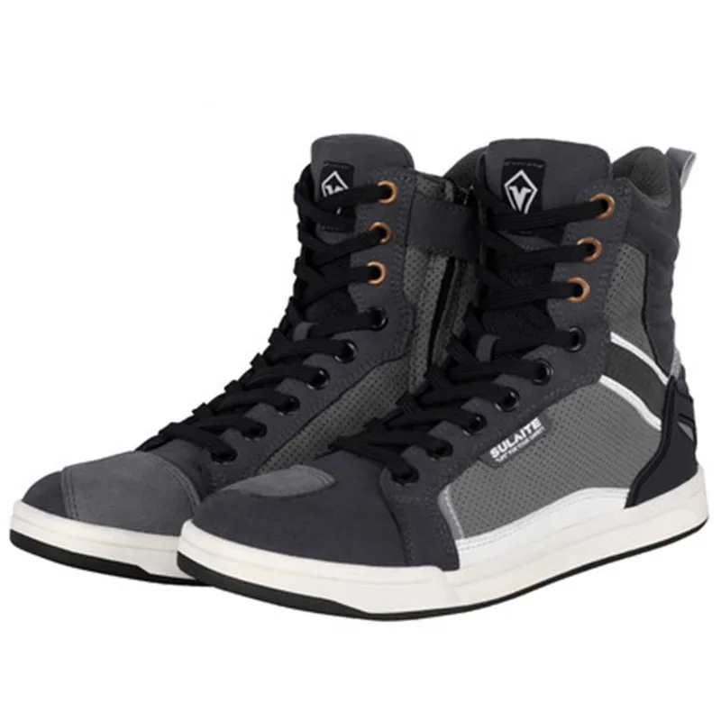 

Motorcycle Boots Men Breathable Anti-fall Shoes Microfiber Moto Motocross Riding Boots Breathable Motorbike Shoes 4 Seasons