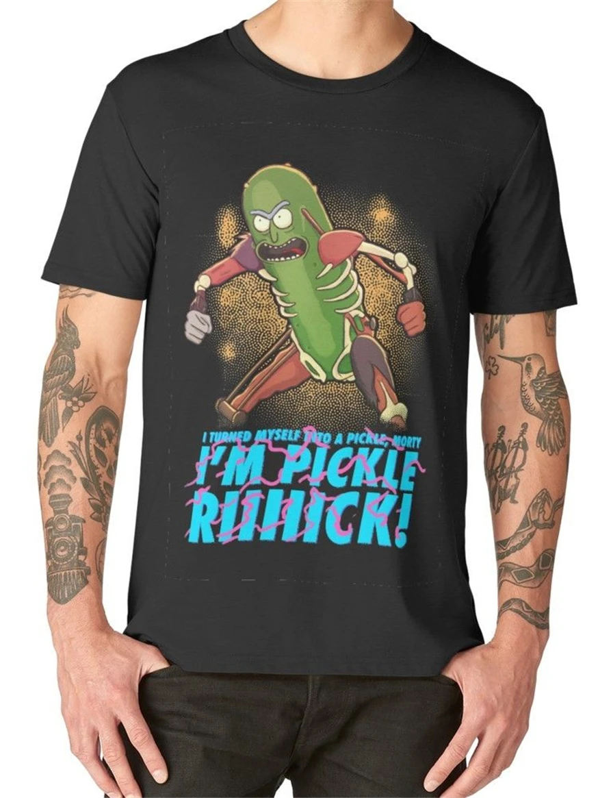Pickle Rick Men'S черные футболки одежда уличная футболка рубашка | Мужская