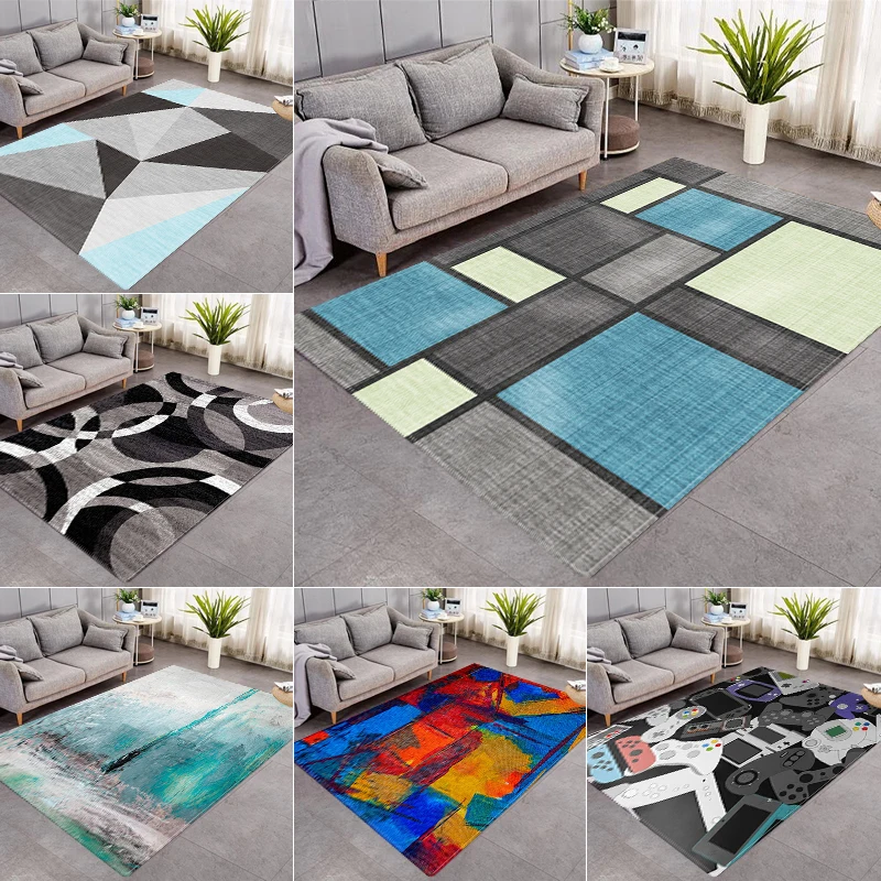 

Geometric Patterns Printed Rugs Household Living Room 3D Printing Minimalism Room Decoration 3d Rug Non-slip Washable Small Rug