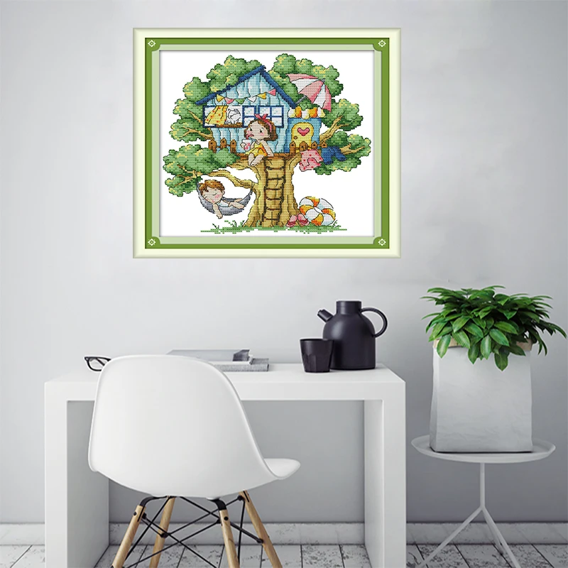 Новое поступление вышивка крестиком Joy Sunday летняя с изображением Дерева Дома 11 и