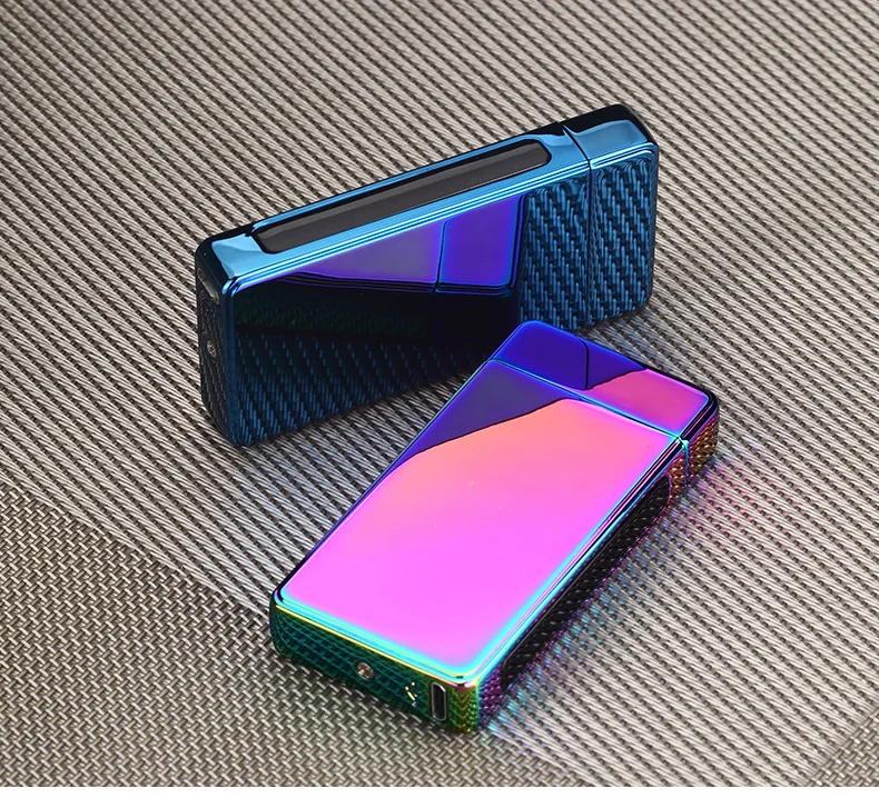 Двухдуговые Плазменные USB ветрозащитные, импульсные металлические зажигалки с функцией отпечатков пальцев, электронный смарт-дисплей, мощные зажигалки, подарки для друзей