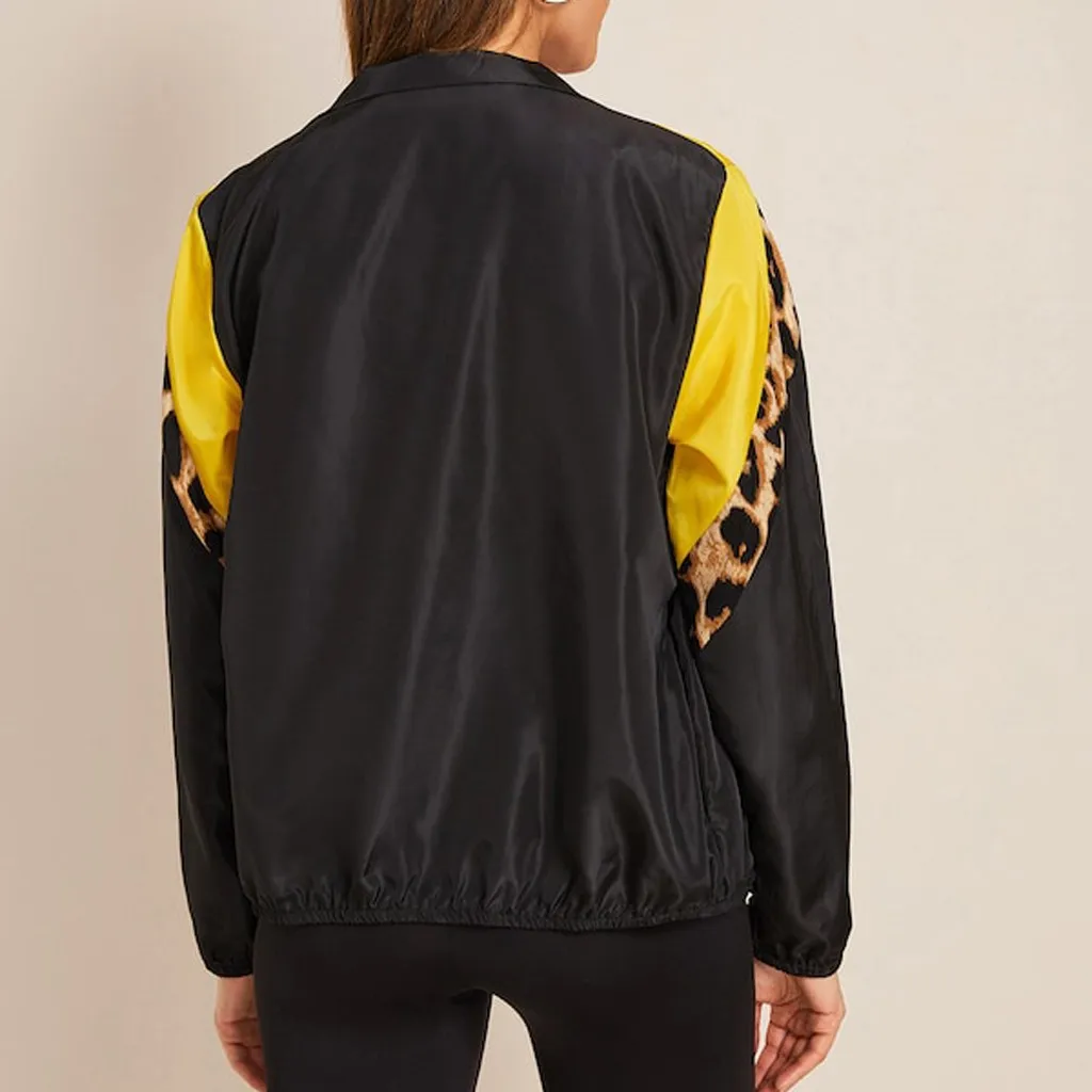 Леопардовое лоскутное пальто на молнии большой размер женский костюм куртки с