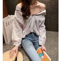 fashion blouses new summer stripe comfortable lapel long sleeve korean womens blouse