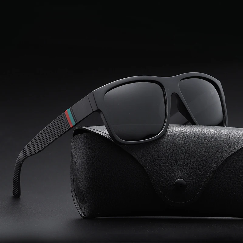 Модные мужские поляризованные солнцезащитные очки квадратные пластиковые