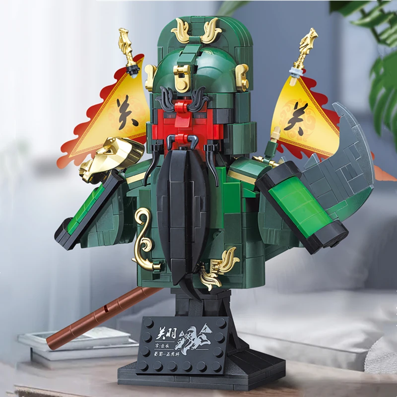 

DECOOL Three Kingdoms General Guan Yu Helmet Bust Bricks Soldier Figures Model Building Blocks Toys For Children Christmas Gifts