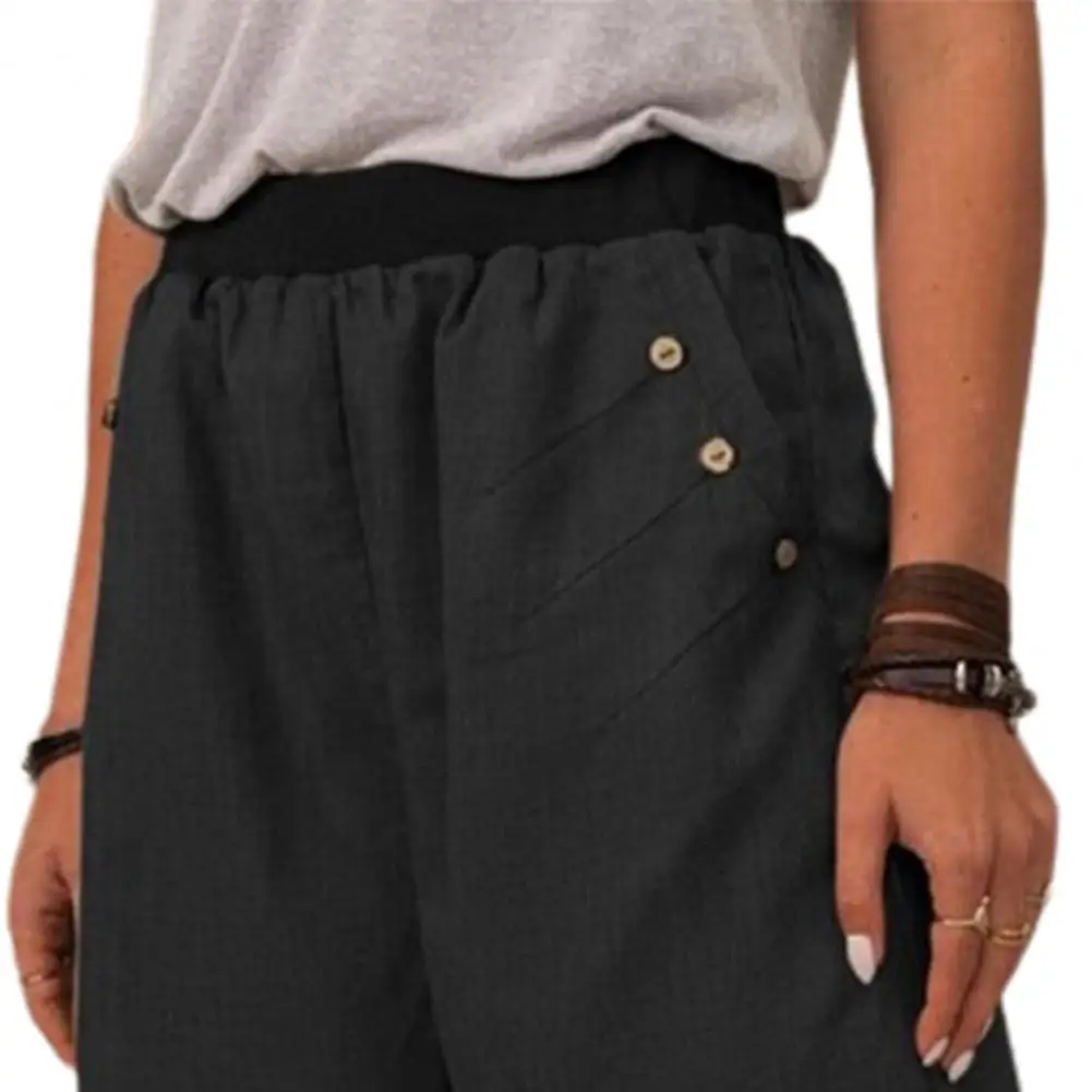 

Casual Women's Summer Shorts Mid-waist Pure Color Mid-waist Loose Outdoor Women's Shorts Yoga Fitness Soft Daily Women's Shorts