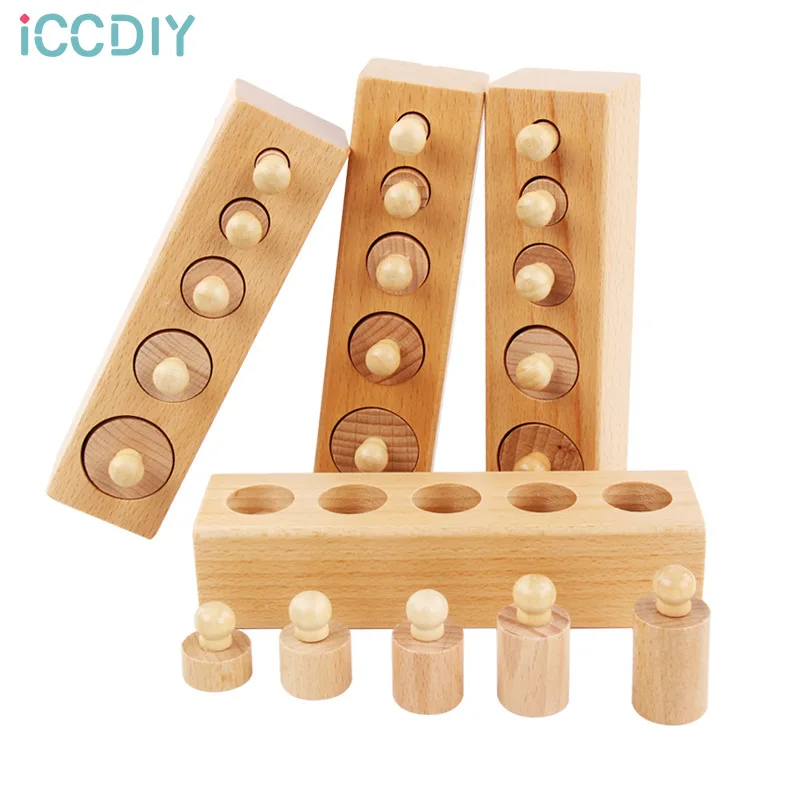 

Wooden Montessori Early Learning Puzzle Sensory Training Family Parent-Child Game Socket Cylindrical Children's Toy