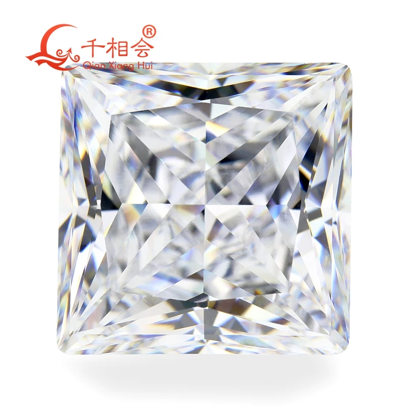 

6A white color square shape princess cut for cubic zirconia loose CZ stone made by Qianxiang Hui