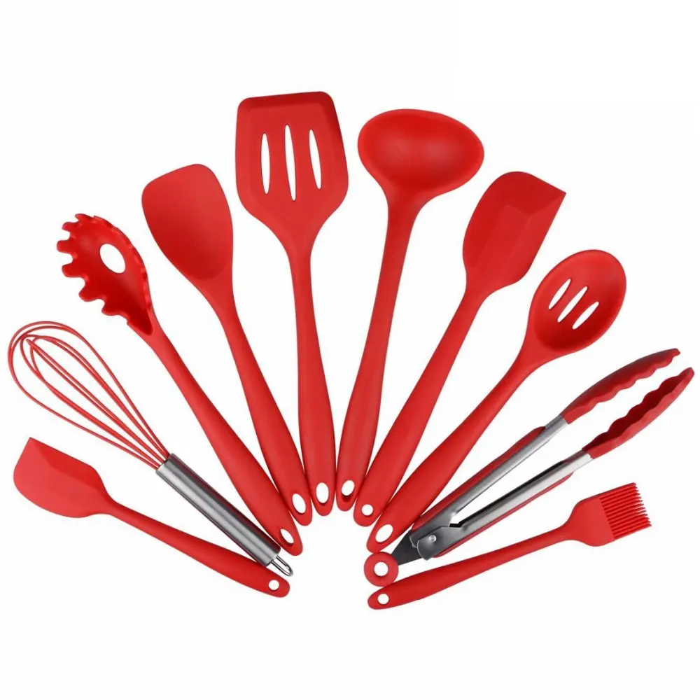 10 шт./компл. набор силиконовых лопаточек антипригарная кухонная посуда ложка для