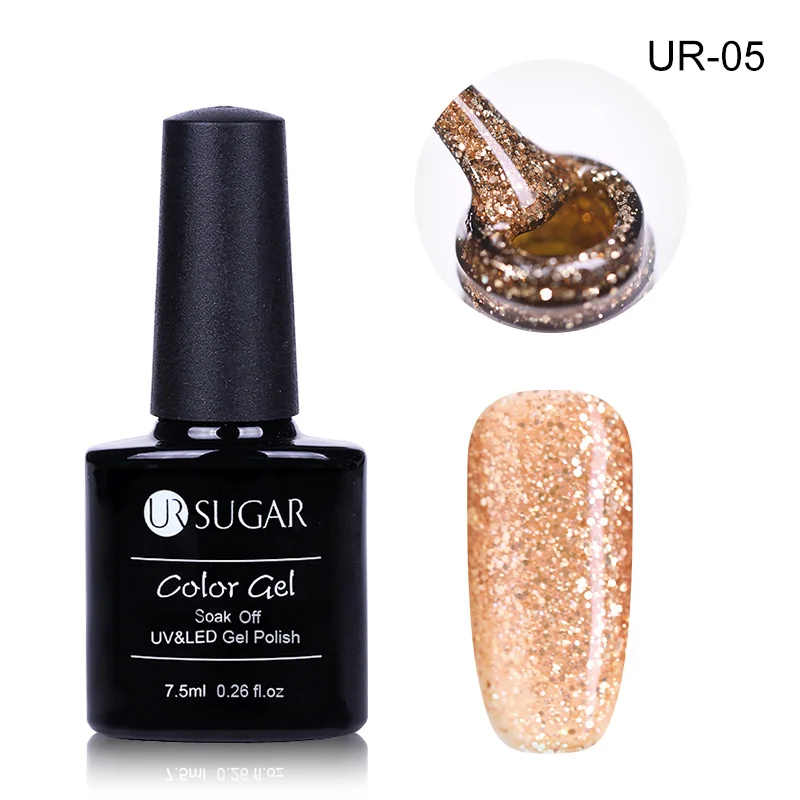 Rose gold5 Ur Sugar 7,5 мл голографический лак для ногтей Блеск УФ-гель для ногтей Platinum лак мерцающий Маникюр замачивающийся лак для ногтей - Цвет: Rose gold5