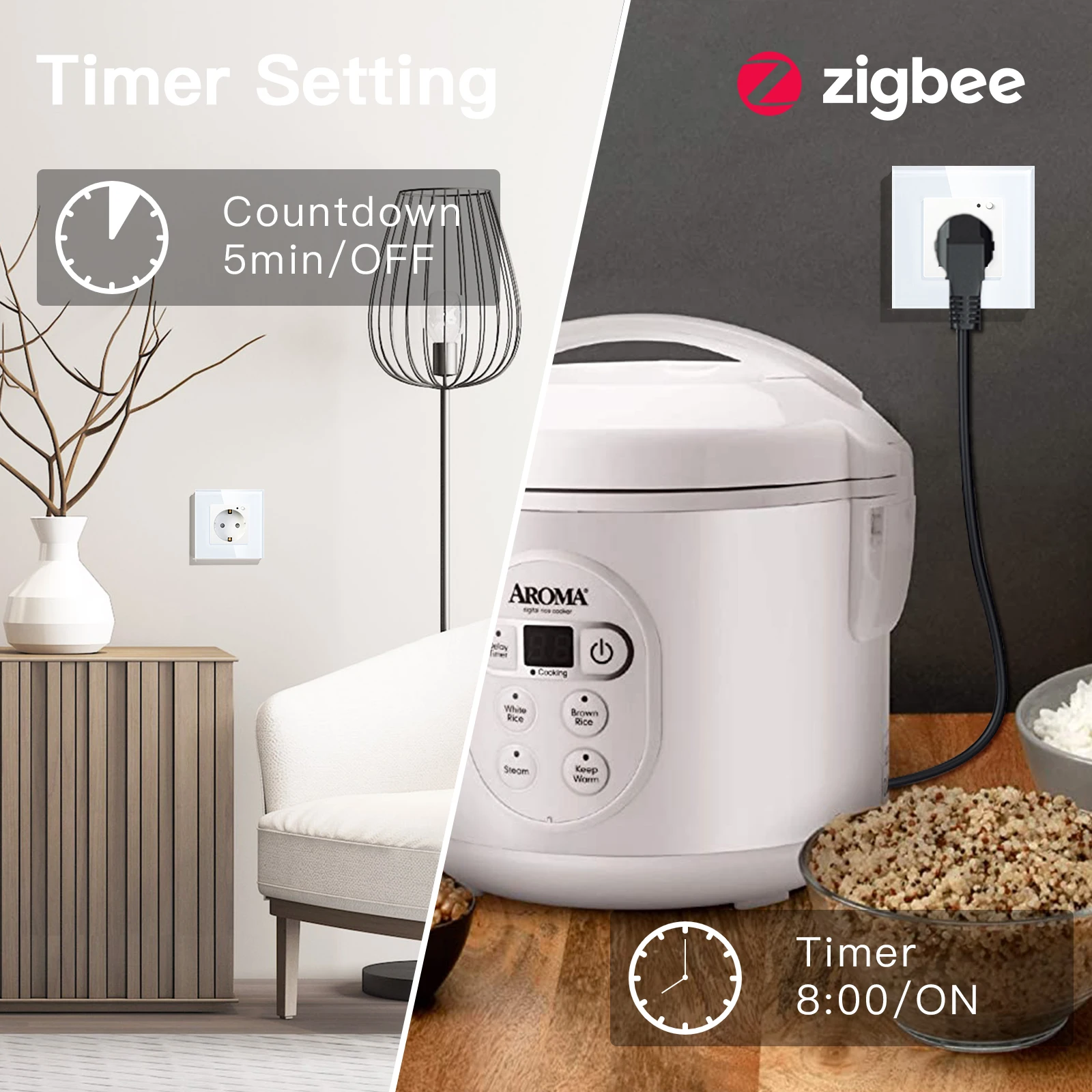 Настенная умная розетка Bseed ZigBee европейского и русского стандарта работает с Tuya