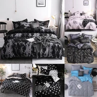 j 5 simple bedclothes quilt cover pillowcase three piece bedding set with pillow case single double comforter black duvet cover