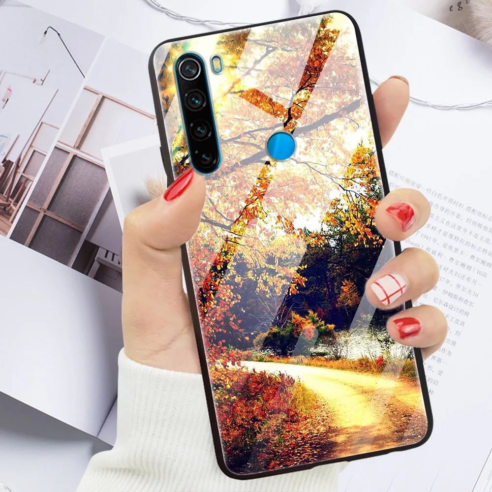Для Xiaomi Redmi Note 8 чехол из закаленного стекла с печатным жестким чехлом для Xiaomi Redmi Note 8 Note8 чехол для Redmi Note 8 Pro Бампер