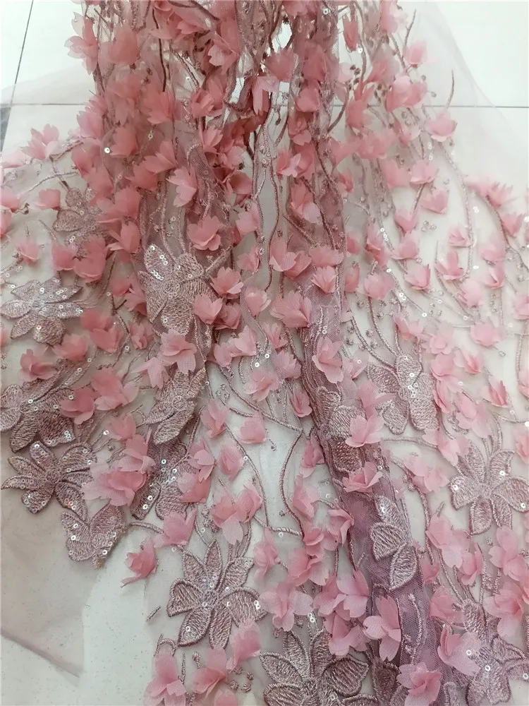 Изысканная ткань с 3D вышивкой и цветами/Вышитая французская Тюлевая для