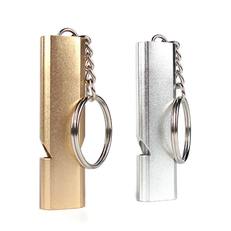 

Outdoor Metal Multifunction Whistle Dual-tube Survival Whistle Portable Aluminum Safety Whistle For Camping Safe Survival.