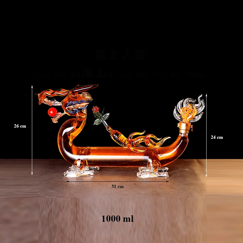 

Cool design Dragon shaped with a Ginseng on the back style wine whiskey decanter for Liquor Scotch Bourbon DDC-210