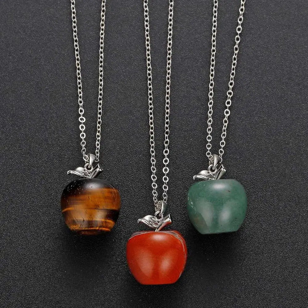 ASHMITA натуральный камень резной кулон из яблока Статуэтка с легированным листком