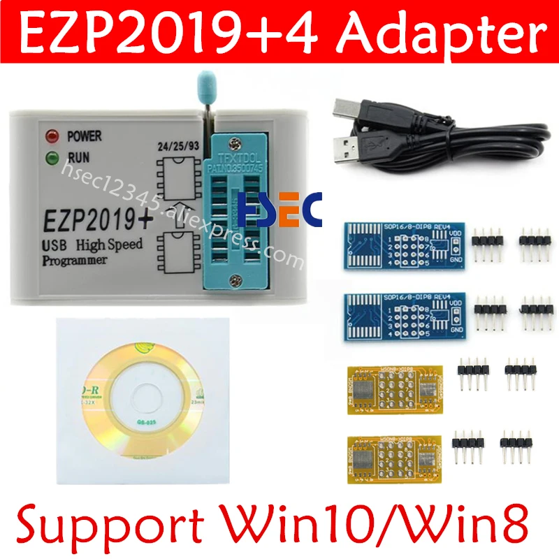 Полный комплект EZP2019 высокоскоростной USB SPI программатор + 12 адаптеров SOP8 тестовый