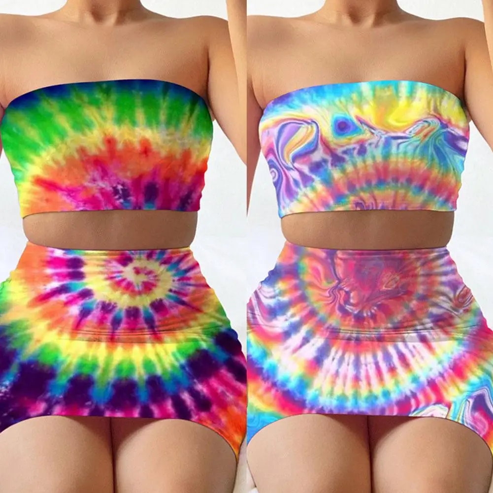 Женская одежда летний топ без рукавов с завязкой и юбка труба комплект из 2