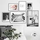 Картина на холсте с изображением балерин, черно-белых цветов, HD3036