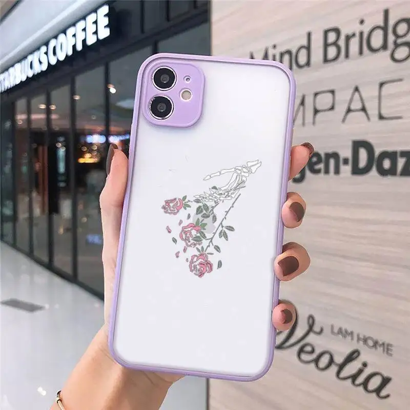 

Rose flower hand Phone Case matte transparent For iphone 7 8 11 12 plus mini x xs xr pro max cover