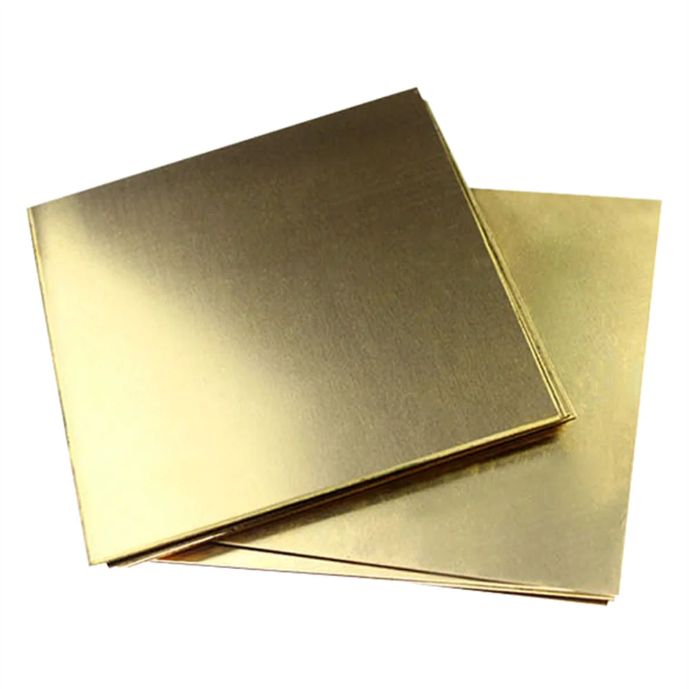 

H62 Brass Plate Sheet Copper Alloy Solid Square Grinding Flakes High Hardness Good Ductility Foil Metallic Luster 2pcs