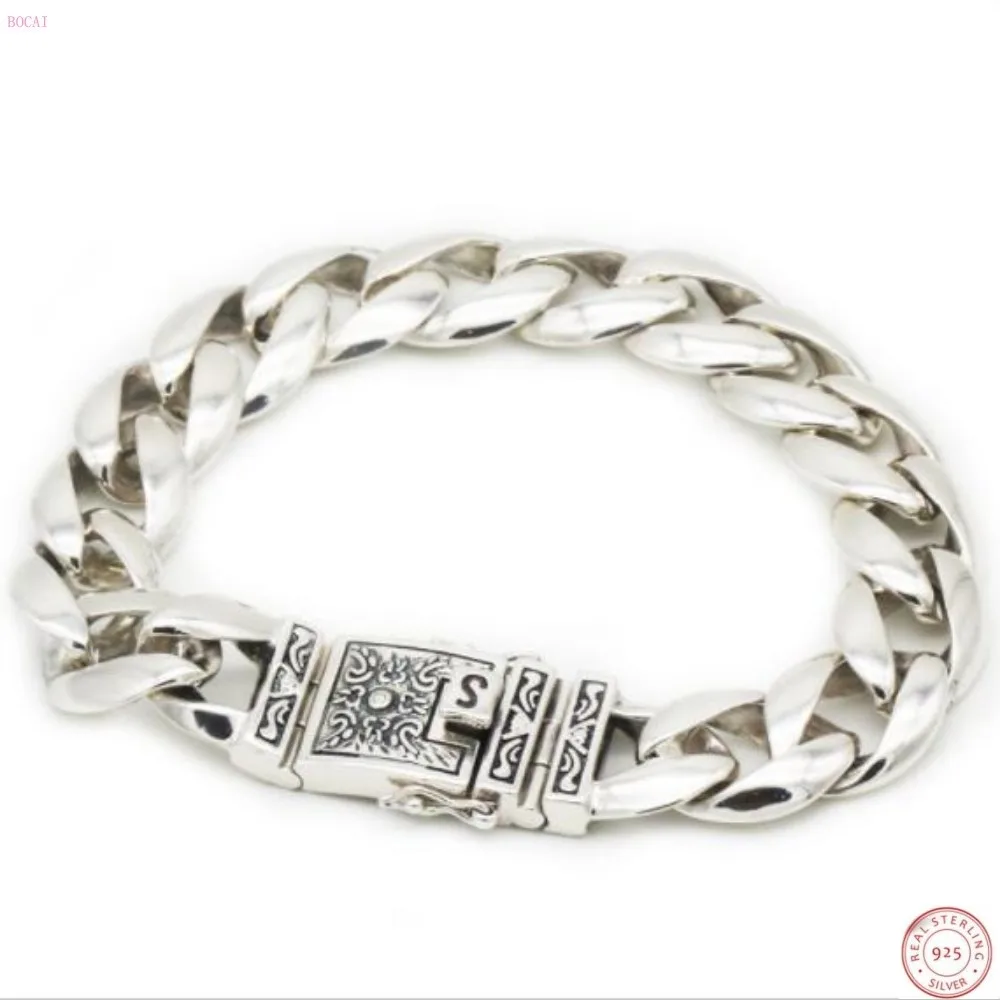 Браслет BOCAI S925 из чистого серебра модный трендовый мужской браслет в стиле ретро