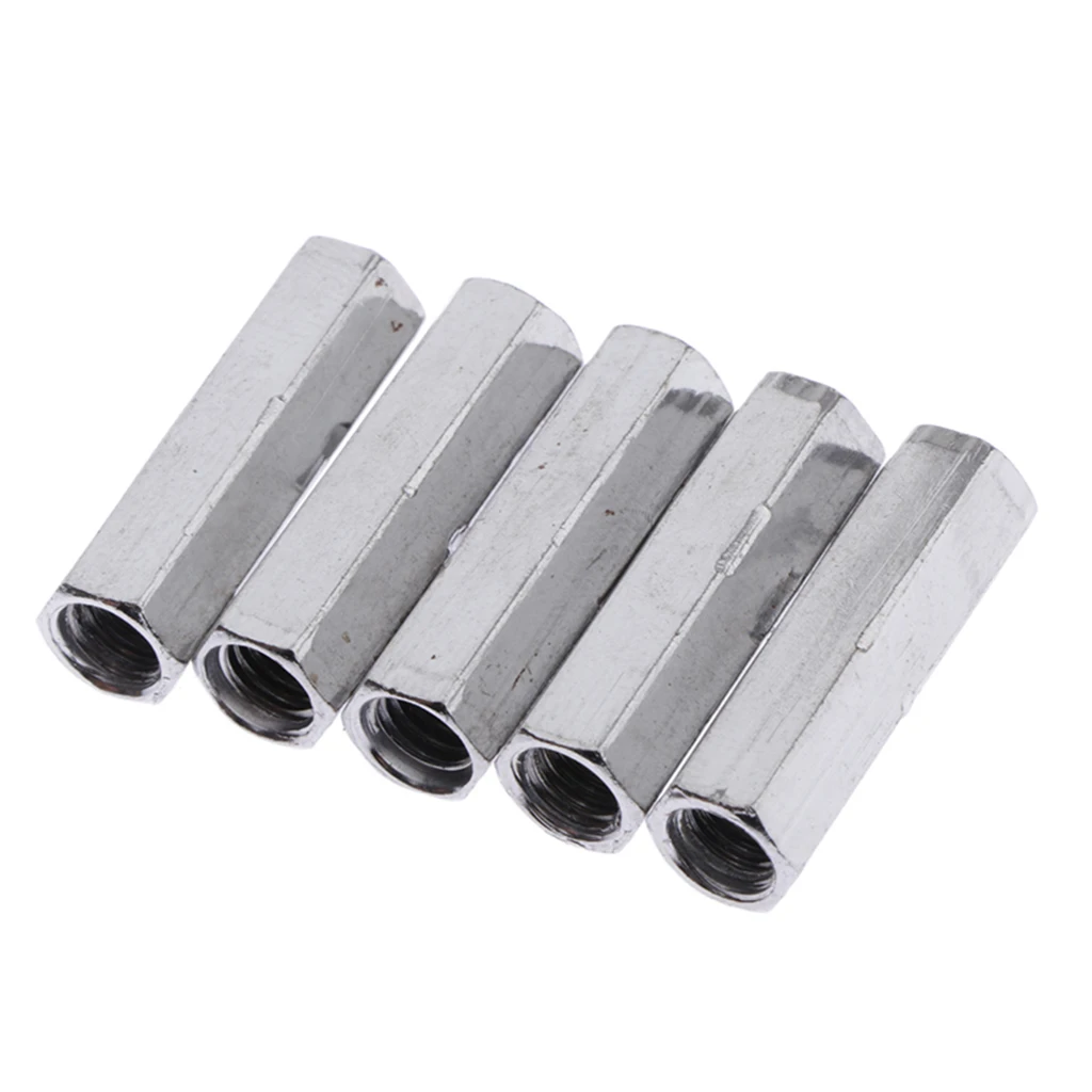 

5 x Long Rod Coupling Hex Nut For Connect Screw Drum Set Kit Parts Accessory