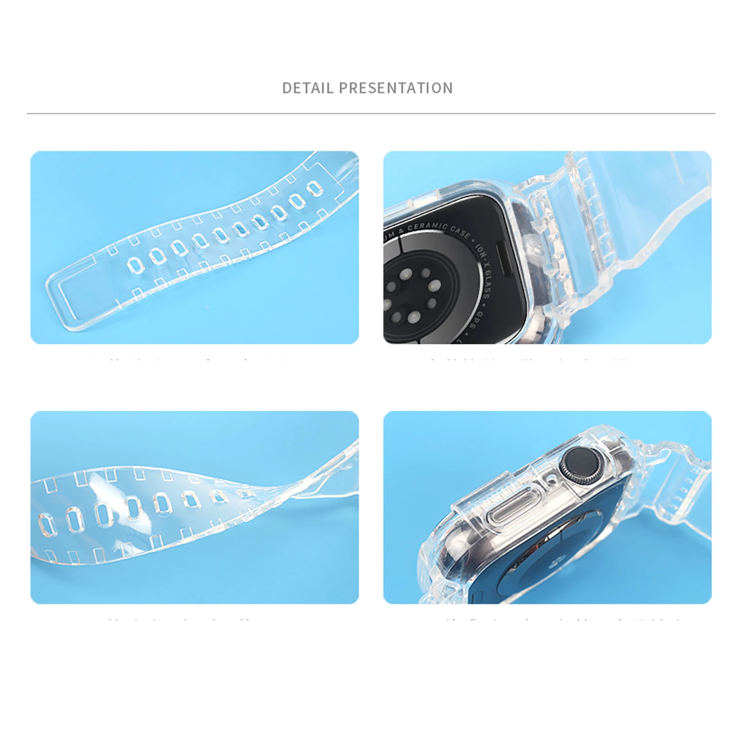 Silicone Crystal Clear Sports Wristband, for Apple Watch Band Series SE6 5 44mm 42mm, Replacement Strap for iWatch 3 2 38mm 40mm