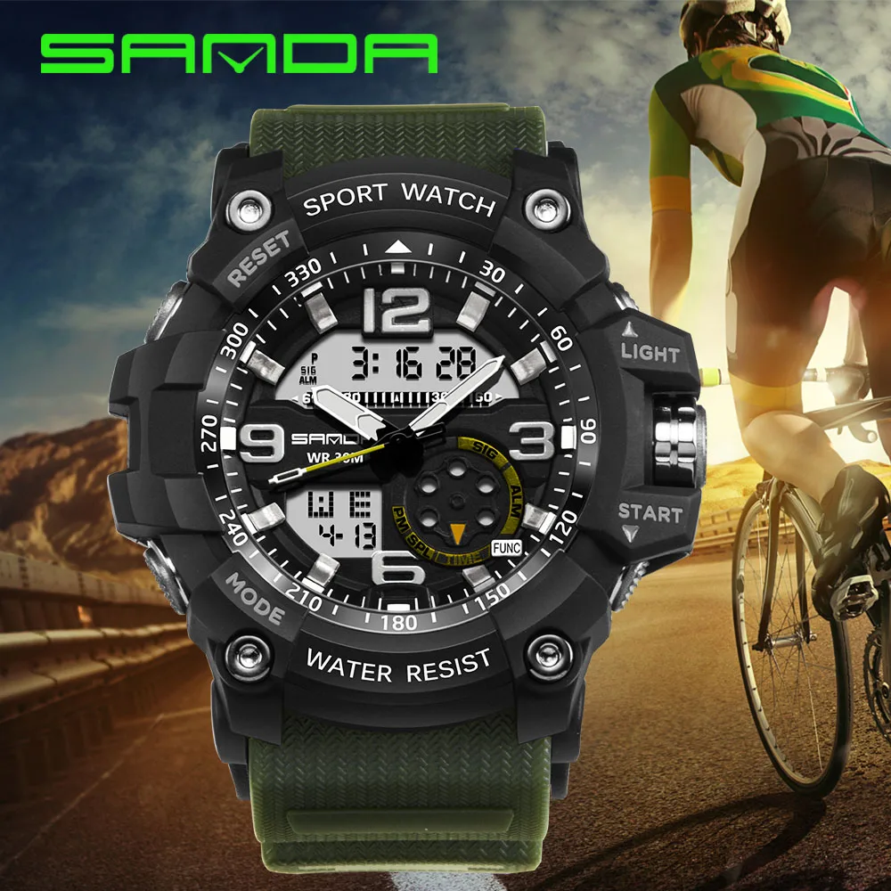 

SANDA Top Brand Luxury Military Army Sports Watch Men'S Waterproof S Shock Quartz Analog LED Digital Watch Men Relogio Masculino